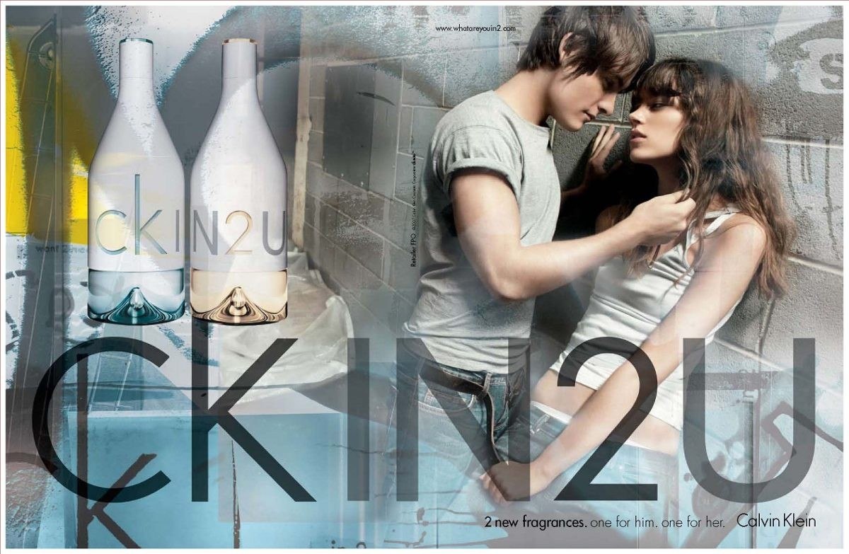 CK Calvin Klein in2u Her EDT น้ำหอมที่ให้ความหอมสดชื่นจากดอกไม้พร้อมกับกลิ่นของไม้แบบโอเรียนทัล CK IN2U for Her เปิดตัววางจำหน่ายในปี 2007 โดยได้รับการปรุงแต่งกลิ่นจากBruno Jovanovic Jean-Marc Chaillan Loc DongและCarlos Benaim